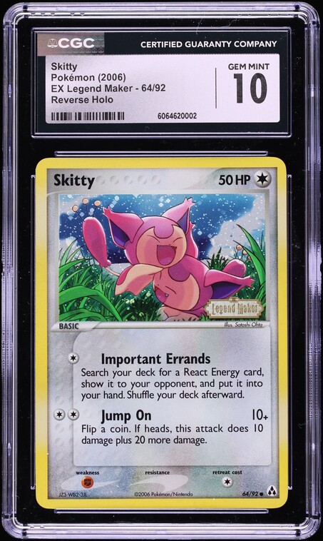 2006 Pokemon EX Legend Maker Reverse Holo Skitty #64 CGC 10 GEM MINT
