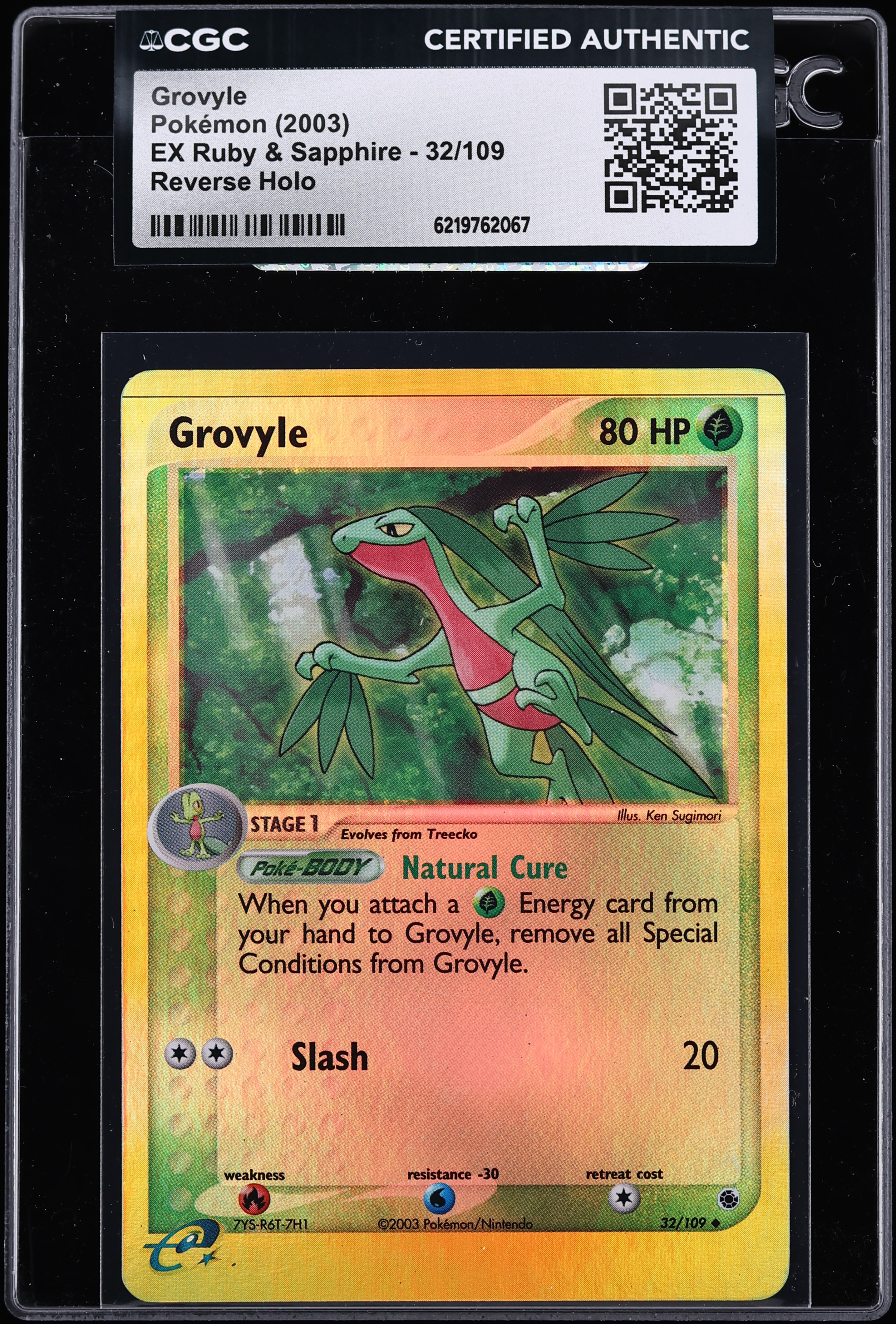2003 Pokemon EX Ruby & Sapphire Reverse Holo Grovyle #32 CGC AUTH