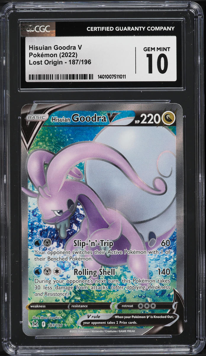 2022 Pokemon Sword & Shield Lost Origin Hisuian Goodra V #187 CGC 10 GEM MINT