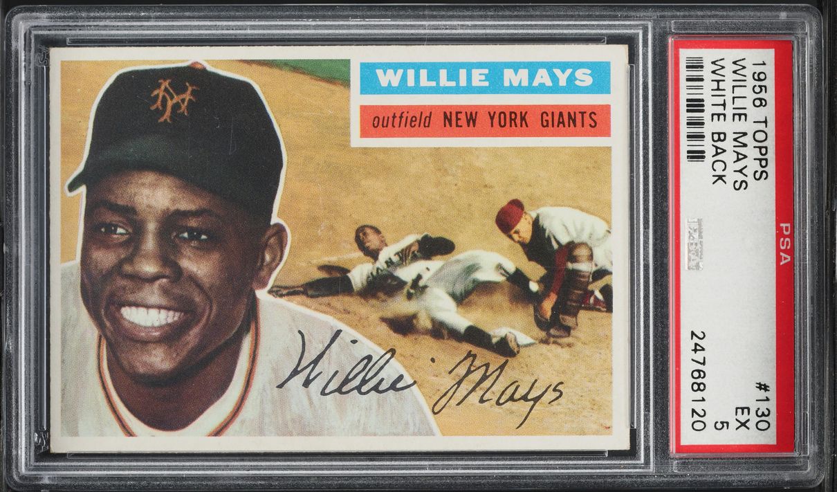 1956 Topps Willie Mays WHITE BACK #130 PSA 5 EX