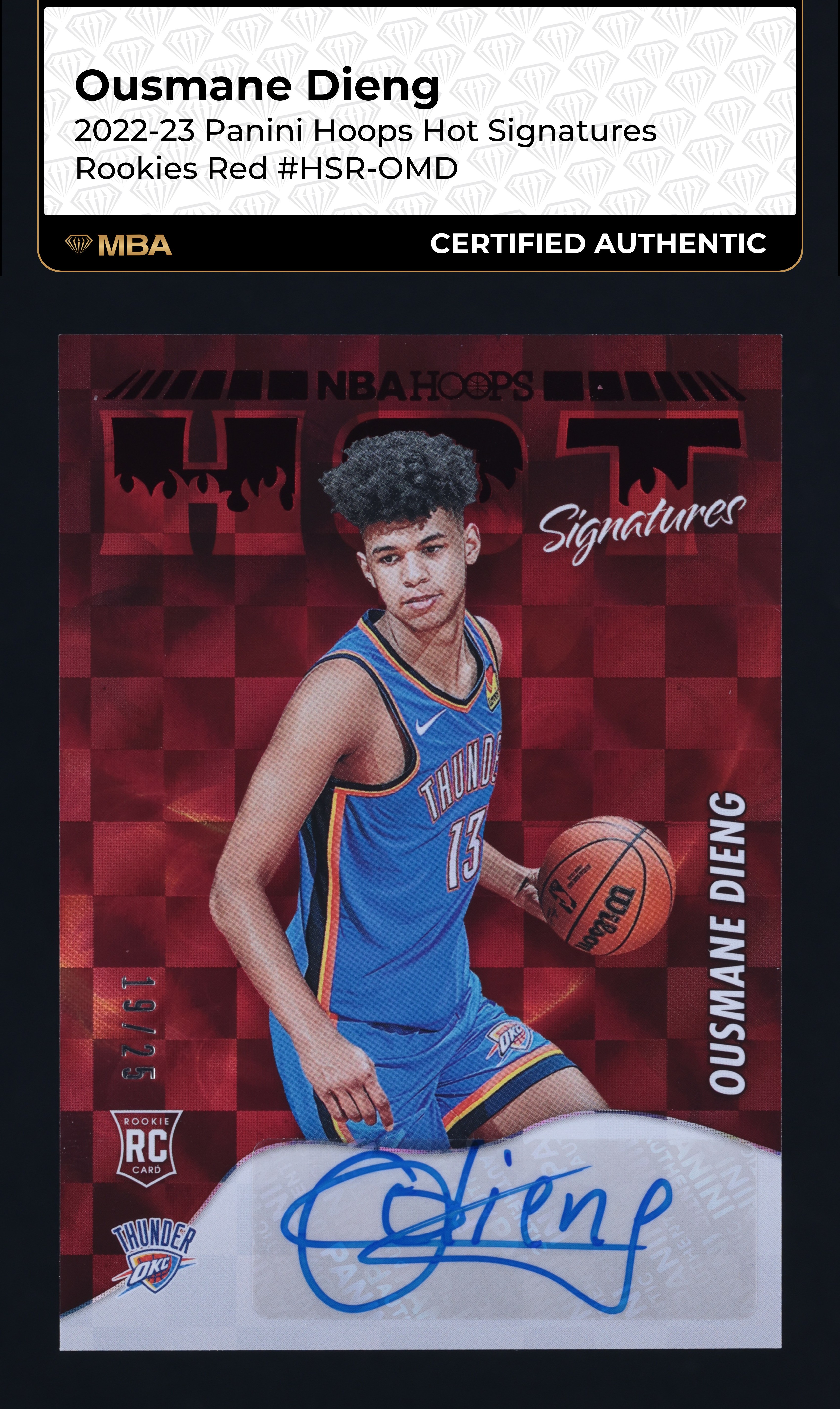 2022 Hoops Hot Signatures Red Ousmane Dieng ROOKIE AUTO /25 #HSR-OMD MBA AUTH