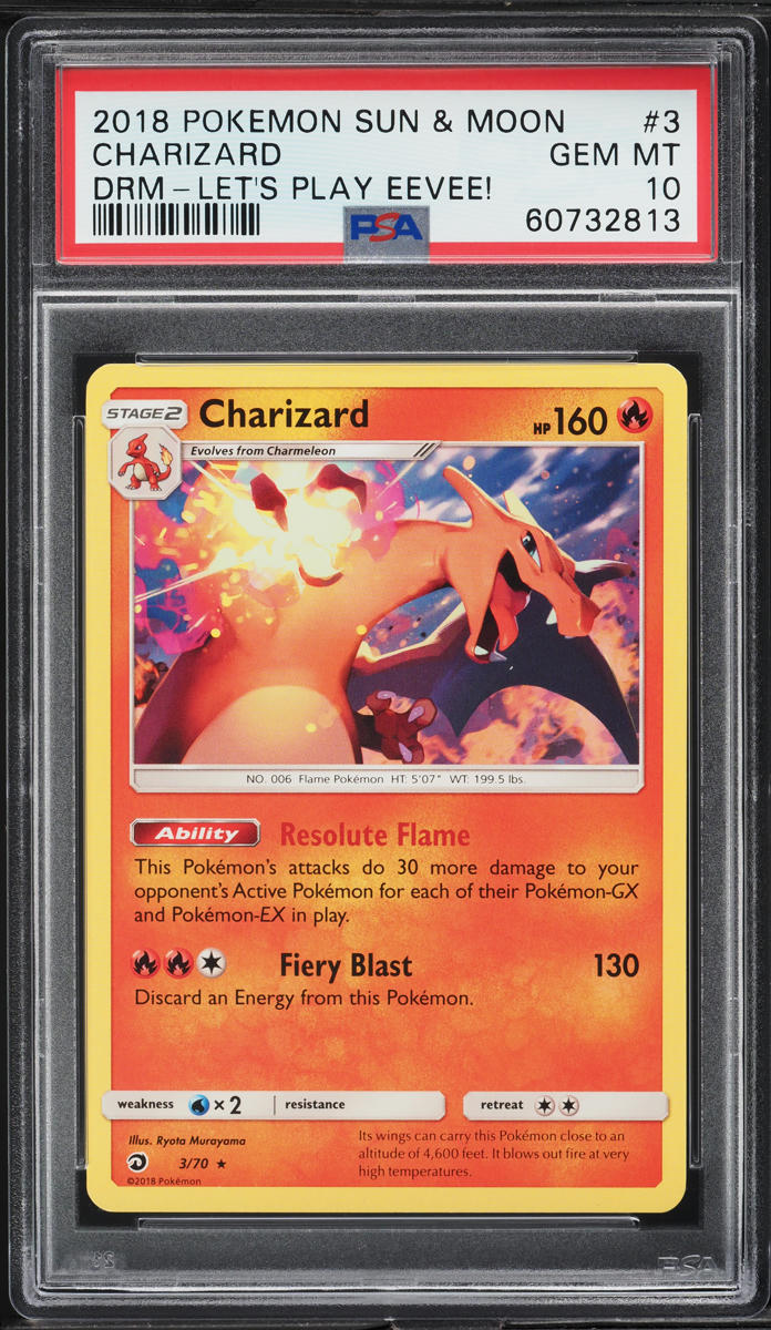 2018 Pokemon SM Dragon Majesty Let's Play Eevee! Charizard #3 PSA 10 GEM MINT