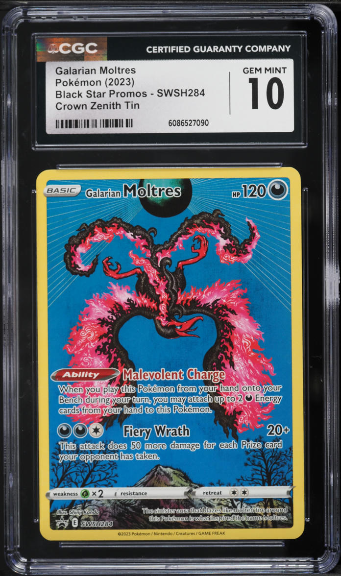 2023 Pokemon Sword & Shield Promo Crown Zenith Galarian Moltres #284 CGC 10 GEM MINT