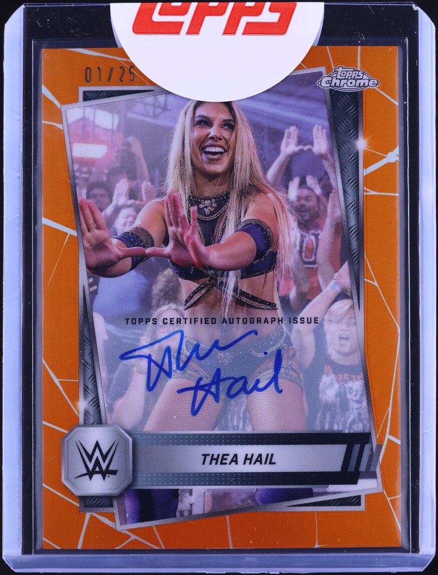 2025 Topps Chrome WWE Orange Refractor Thea Hail AUTO 1/25 #CLA-TA