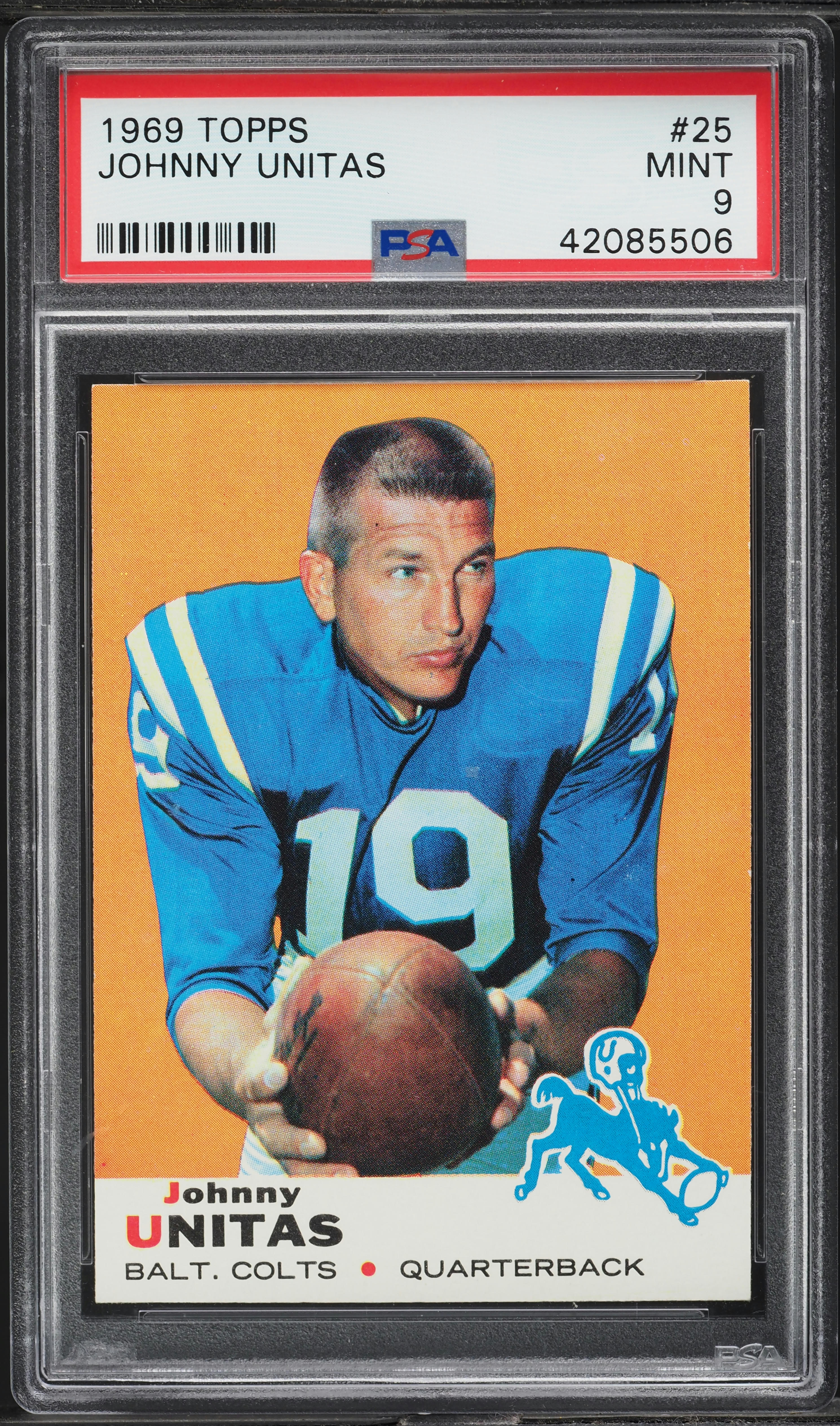 1969 Topps Football Johnny Unitas #25 PSA 9 MINT