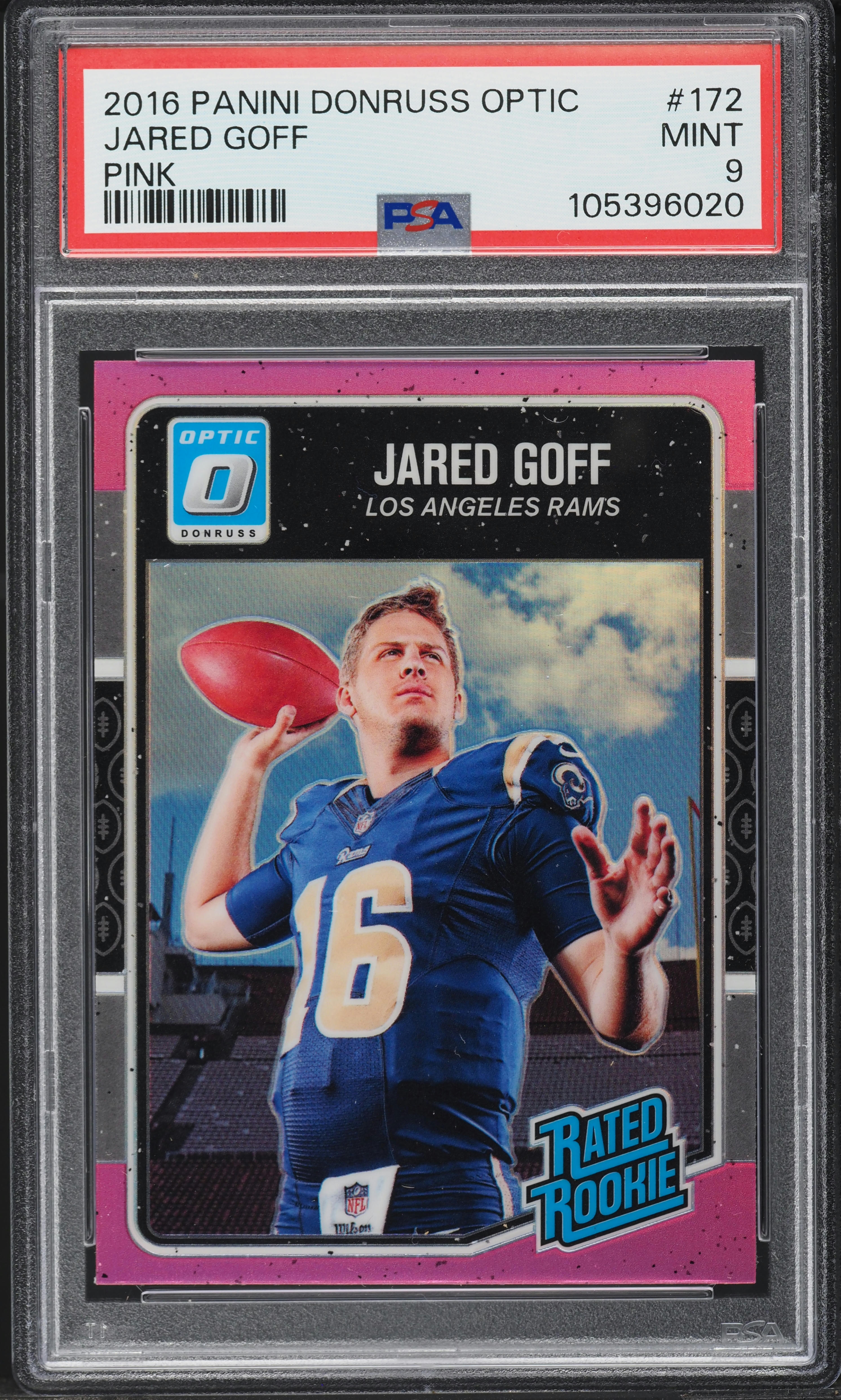 2016 Donruss Optic Pink Jared Goff ROOKIE #172 PSA 9 MINT