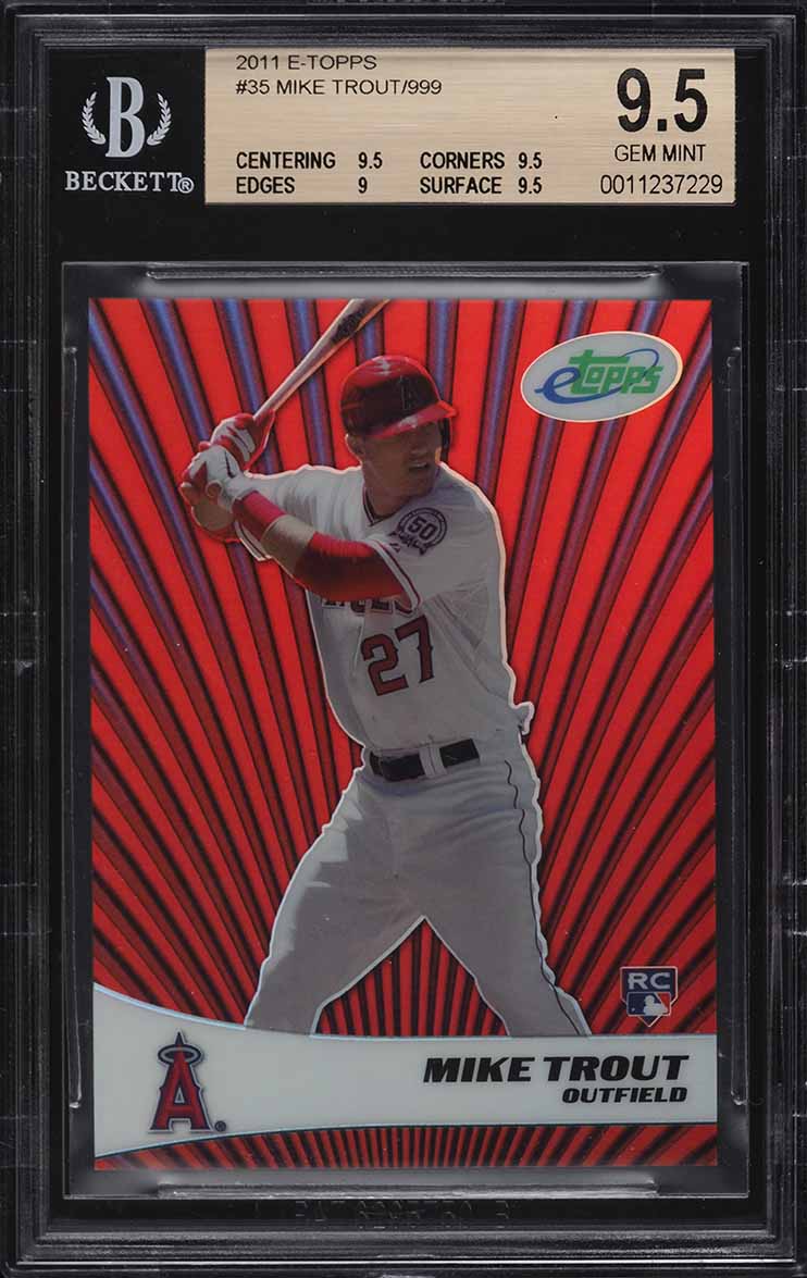 2011 eTopps Mike Trout ROOKIE /999 #35 BGS 9.5 GEM MINT