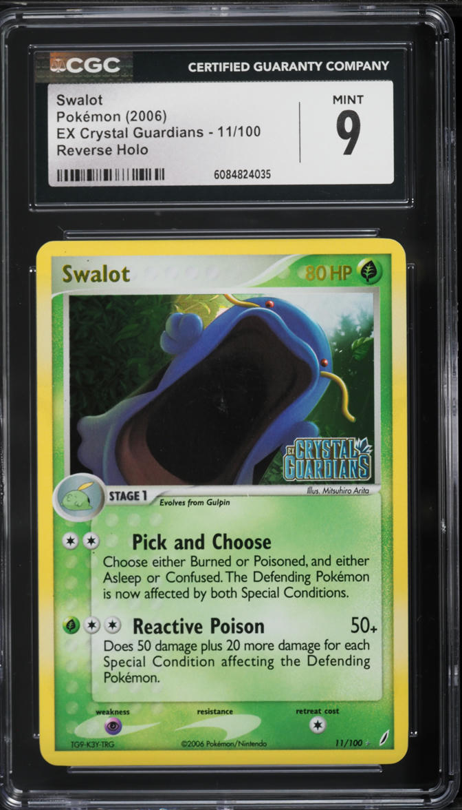 2006 Pokemon EX Crystal Guardians Reverse Holo Swalot #11 CGC 9 MINT