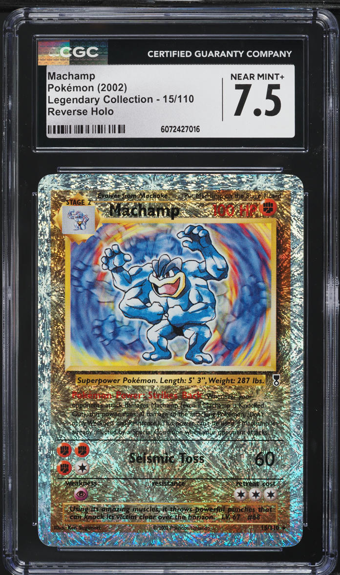 2002 Pokemon Legendary Collection Reverse Holo Machamp #15 CGC 7.5 NRMT+
