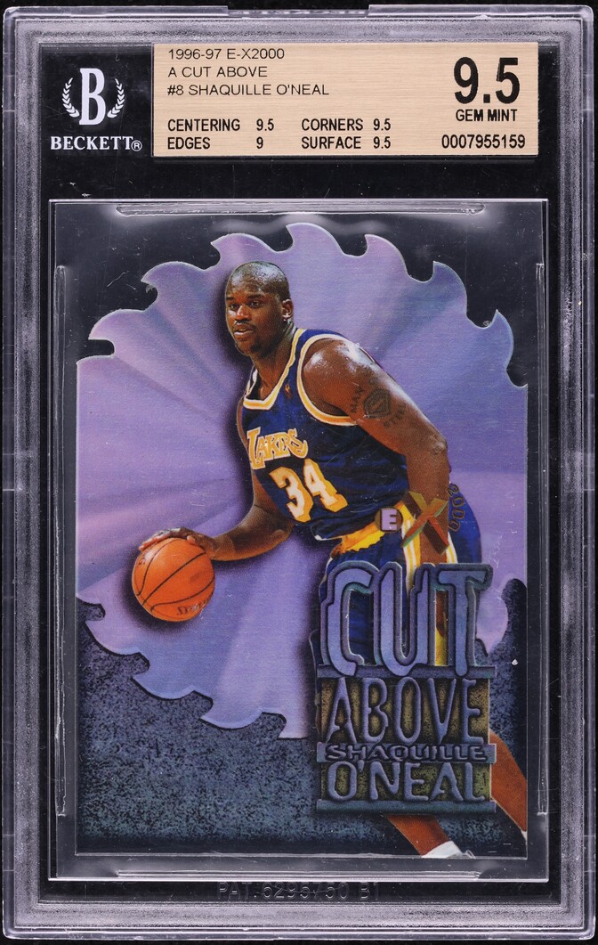 1996 Skybox E-X2000 A Cut Above Die-Cut Shaquille O'Neal #8 BGS 9.5 GEM MINT