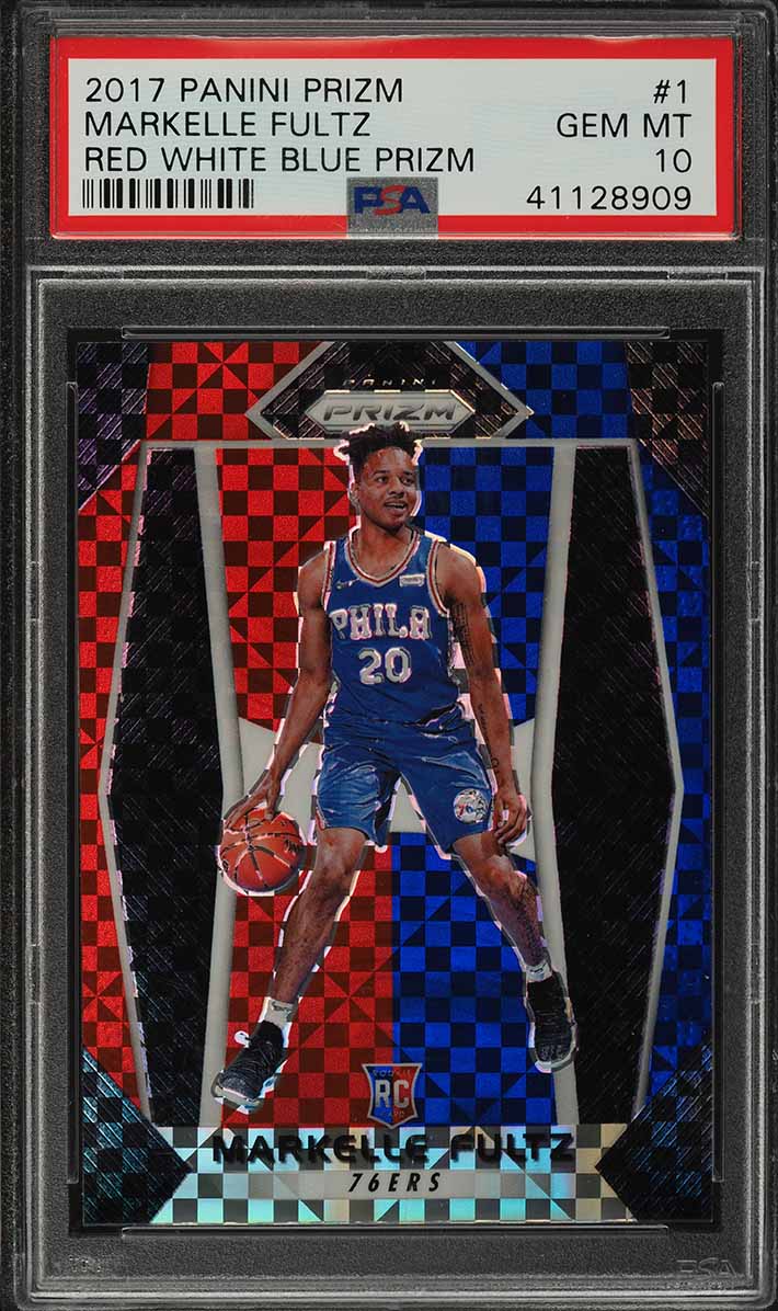 2017 Panini Prizm Red White Blue Prizms Markelle Fultz ROOKIE #1 PSA 10 GEM MINT