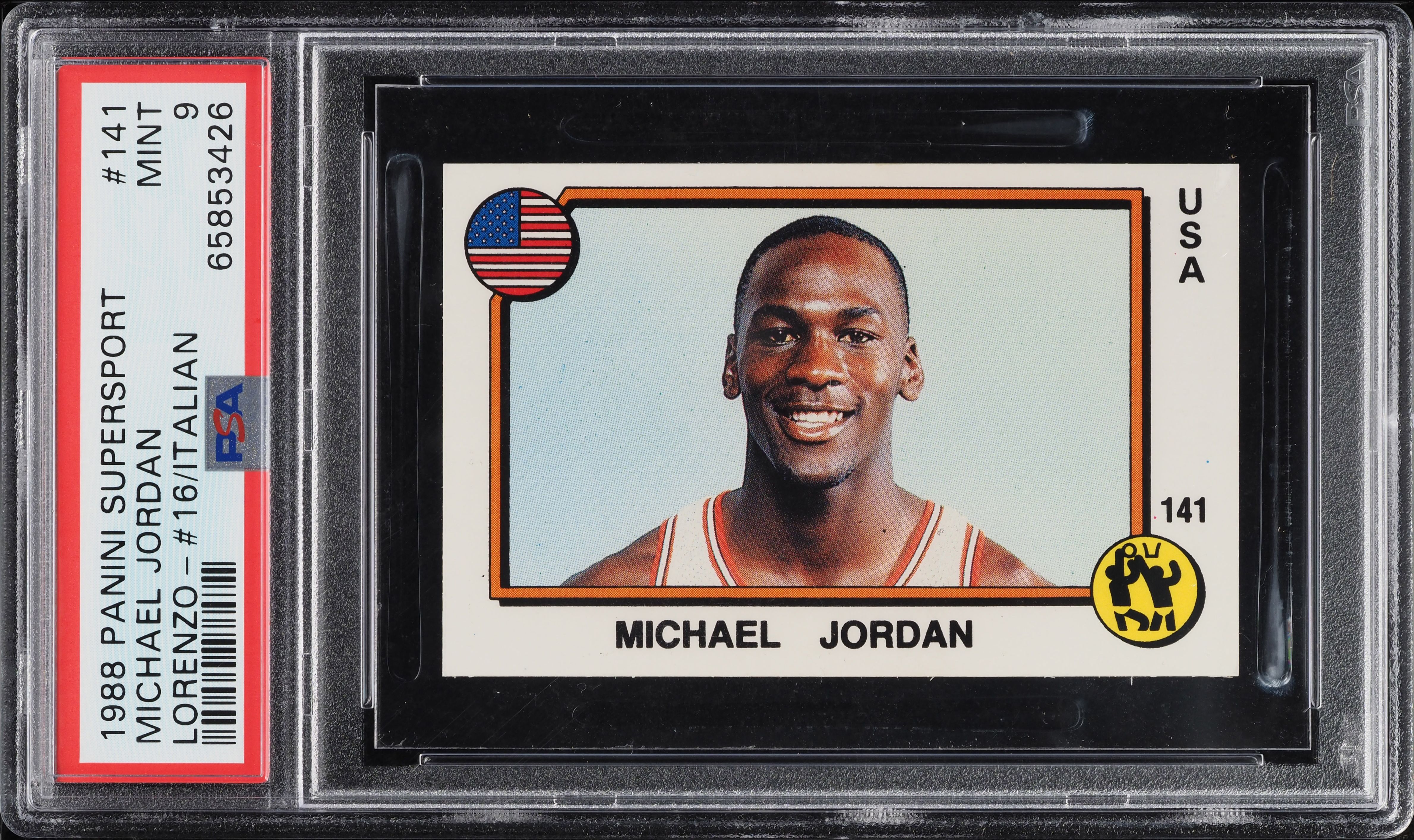 1988 Panini Supersport Italian Lorenzo Michael Jordan #141 PSA 9 MINT