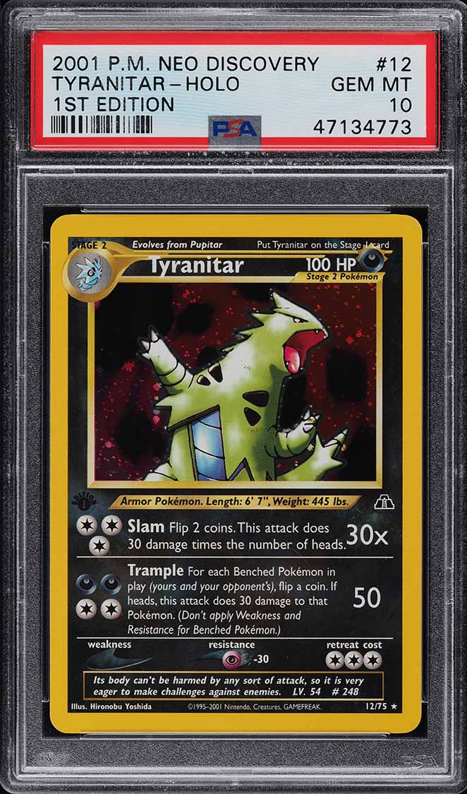 2001 Pokemon Neo Discovery 1st Edition Holo Tyranitar #12 PSA 10 GEM MINT
