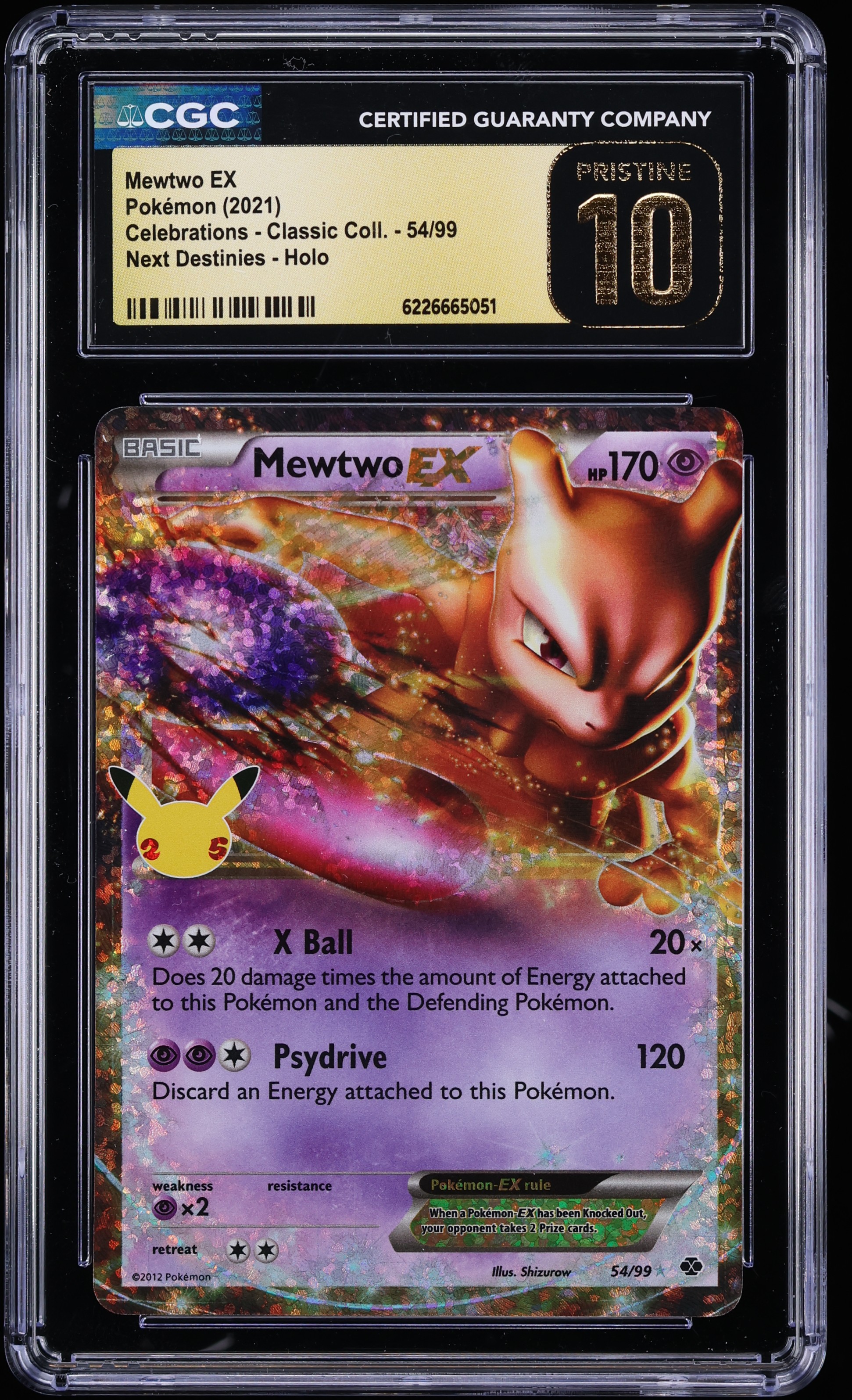 2021 Pokemon Sword & Shield Celebrations Classic Collection Holo Mewtwo EX #54 CGC 10 PRISTINE