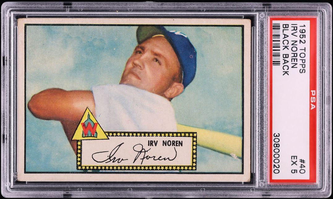 1952 Topps Irv Noren BLACK BACK #40 PSA 5 EX