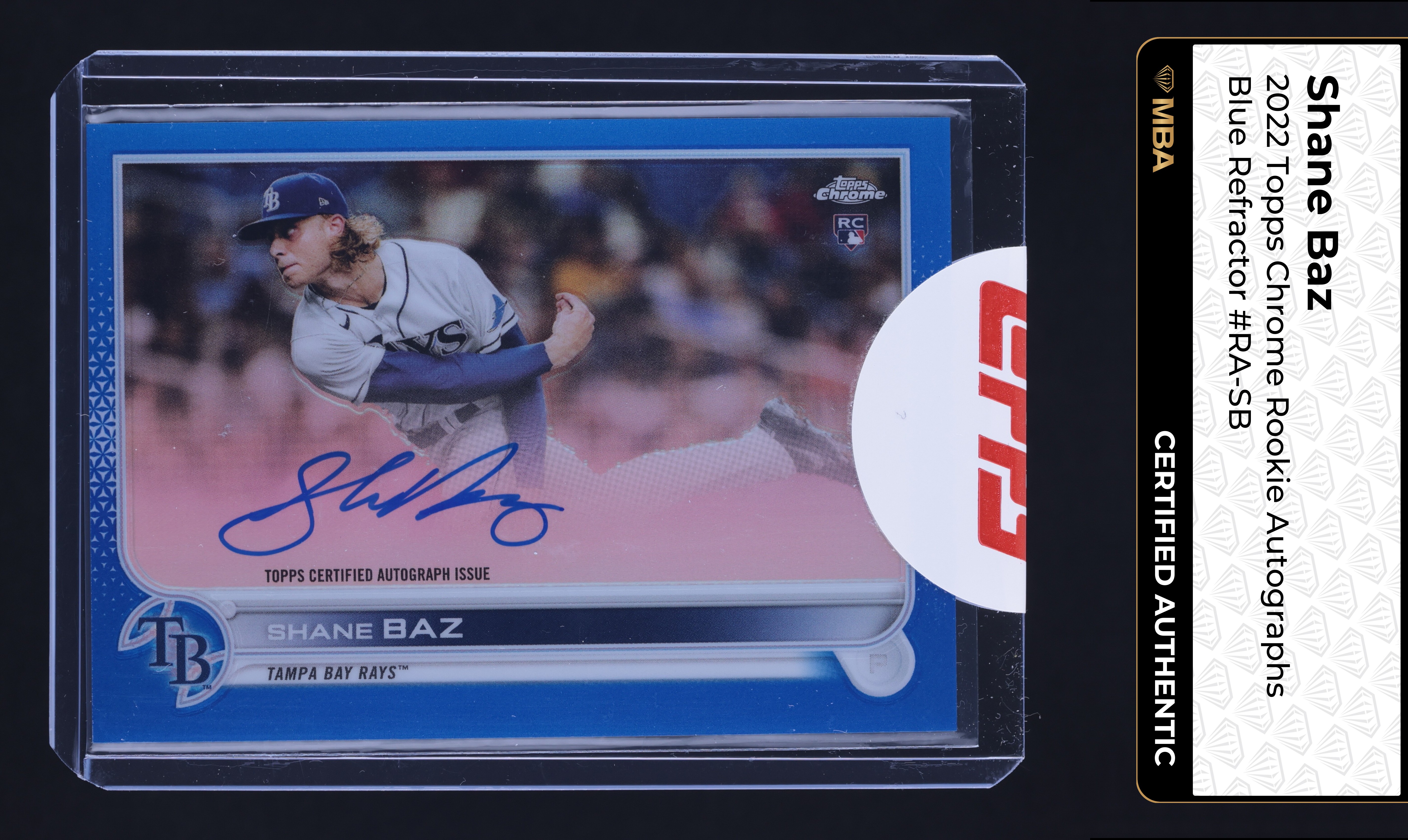 2022 Topps Chrome Blue Refractor Shane Baz ROOKIE AUTO /150 #RA-SB MBA AUTH