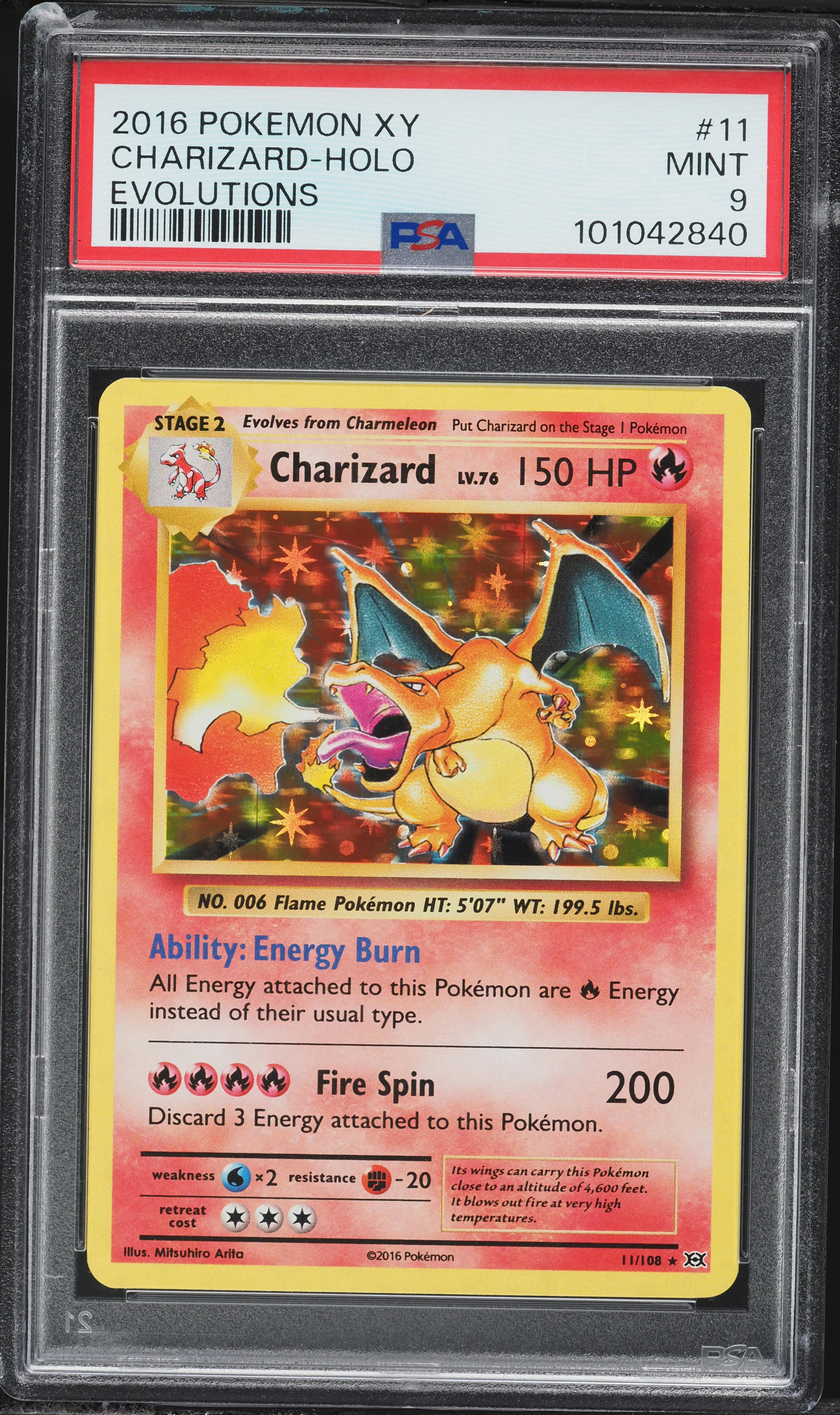 2016 Pokemon XY Evolutions Holo Charizard #11 PSA 9 MINT