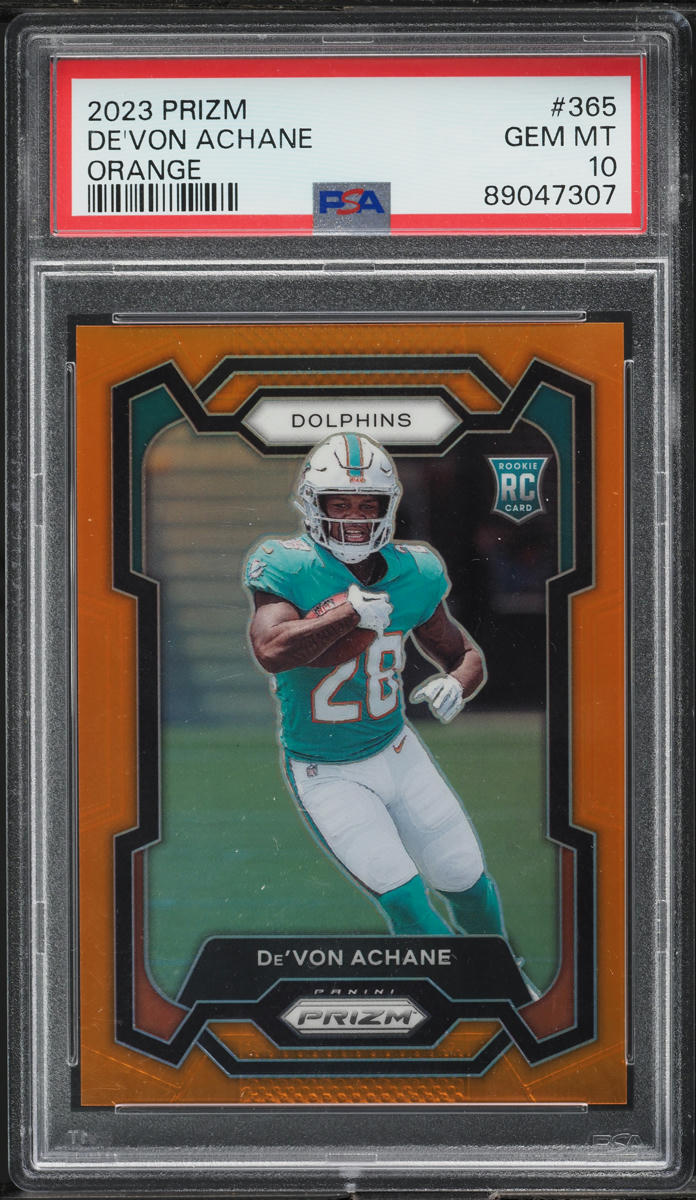 2023 Panini Prizm Orange De'Von Achane ROOKIE /249 #365 PSA 10 GEM MINT
