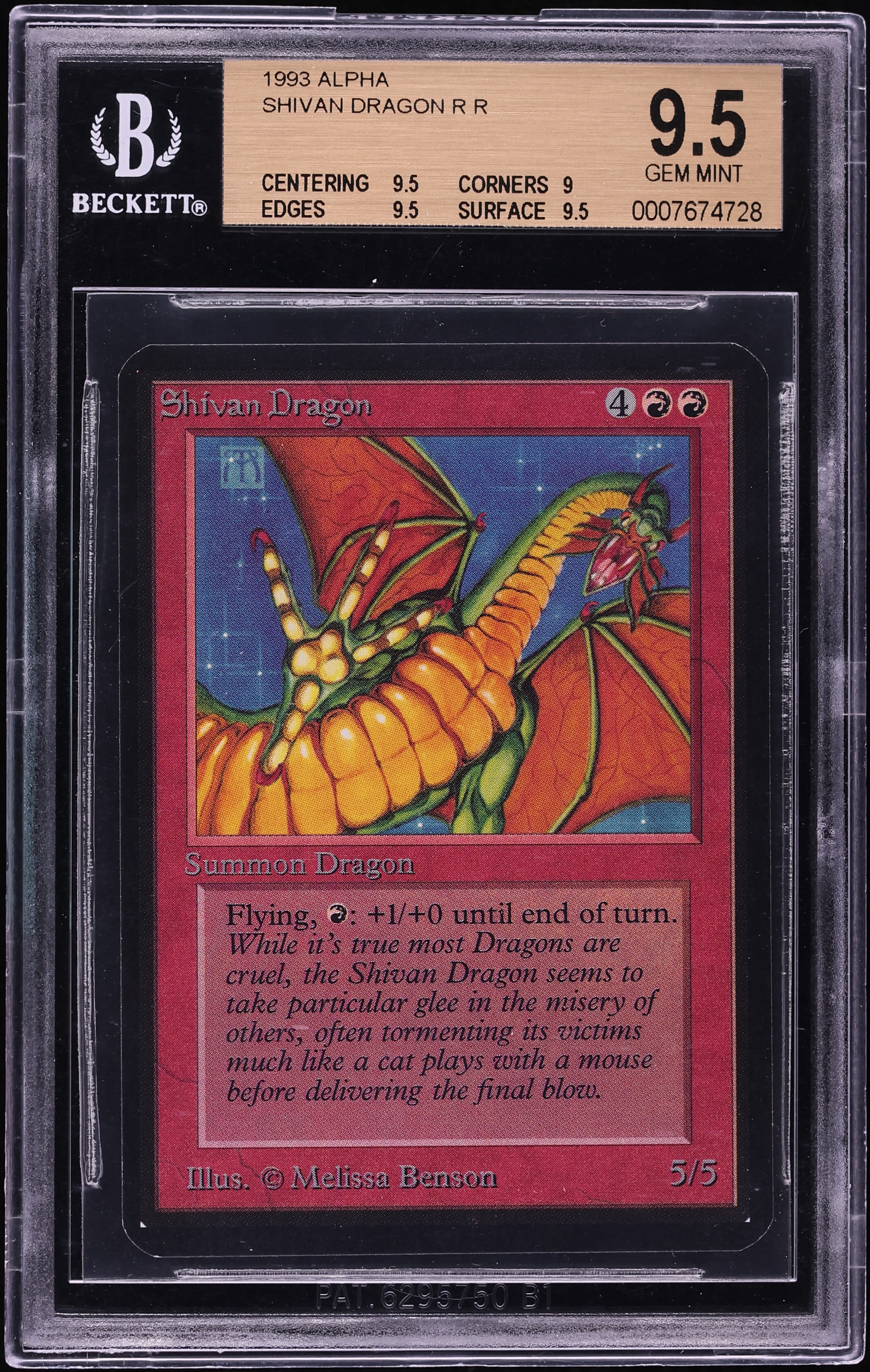 1993 Magic The Gathering MTG Alpha Shivan Dragon BGS 9.5 GEM MINT