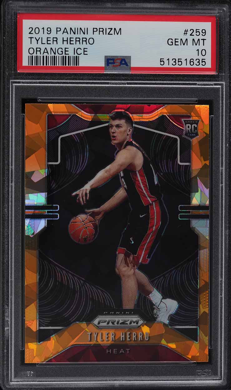 2019 Panini Prizm Orange Ice Prizms Tyler Herro ROOKIE #259 PSA 10 GEM MINT