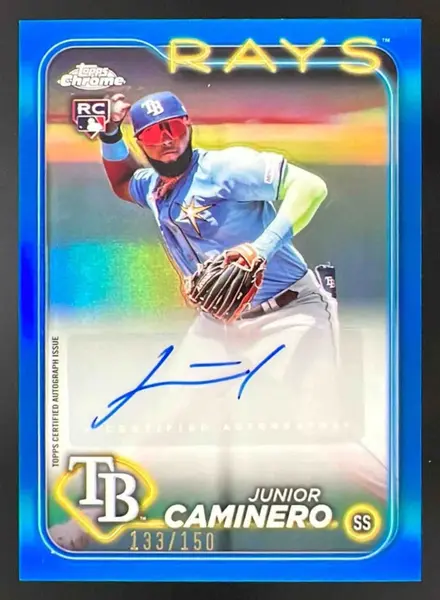 2024 Topps Chrome Update Blue Refractor #AC-JCA Junior Caminero RC Auto /150