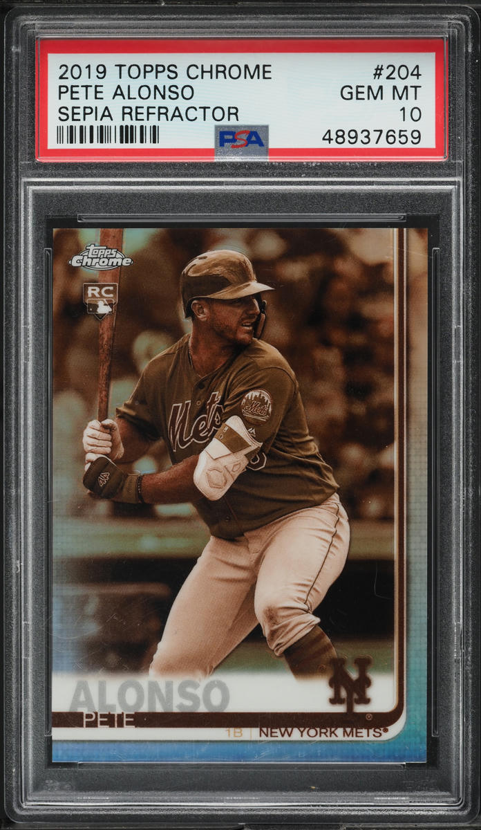 2019 Topps Chrome Sepia Refractor Pete Alonso ROOKIE #204 PSA 10 GEM MINT