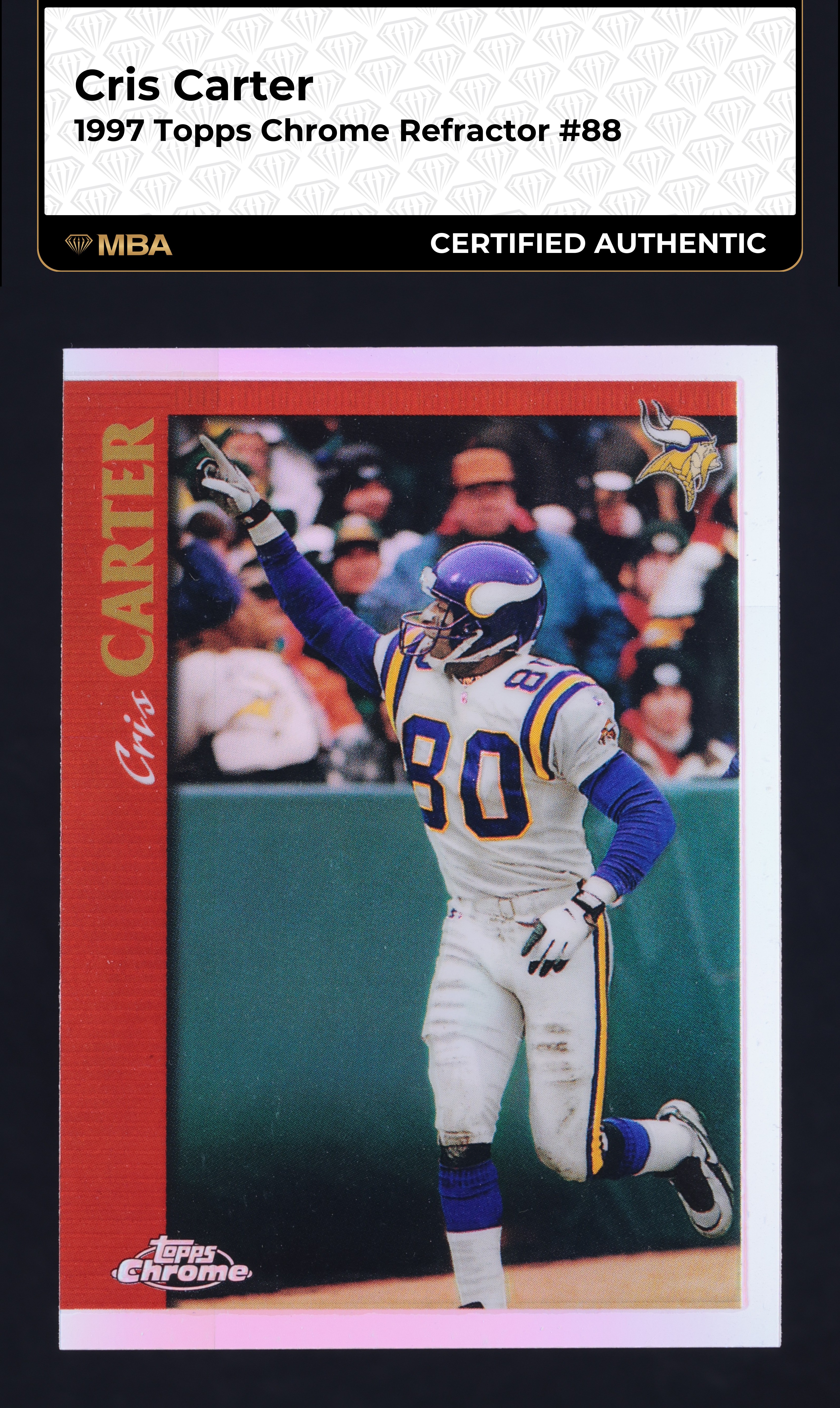 1997 Topps Chrome Refractor Cris Carter #88 MBA AUTH