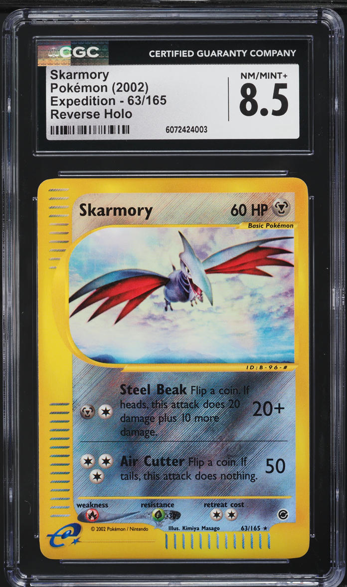 2002 Pokemon Expedition Reverse Holo Skarmory #63 CGC 8.5 NM-MT+