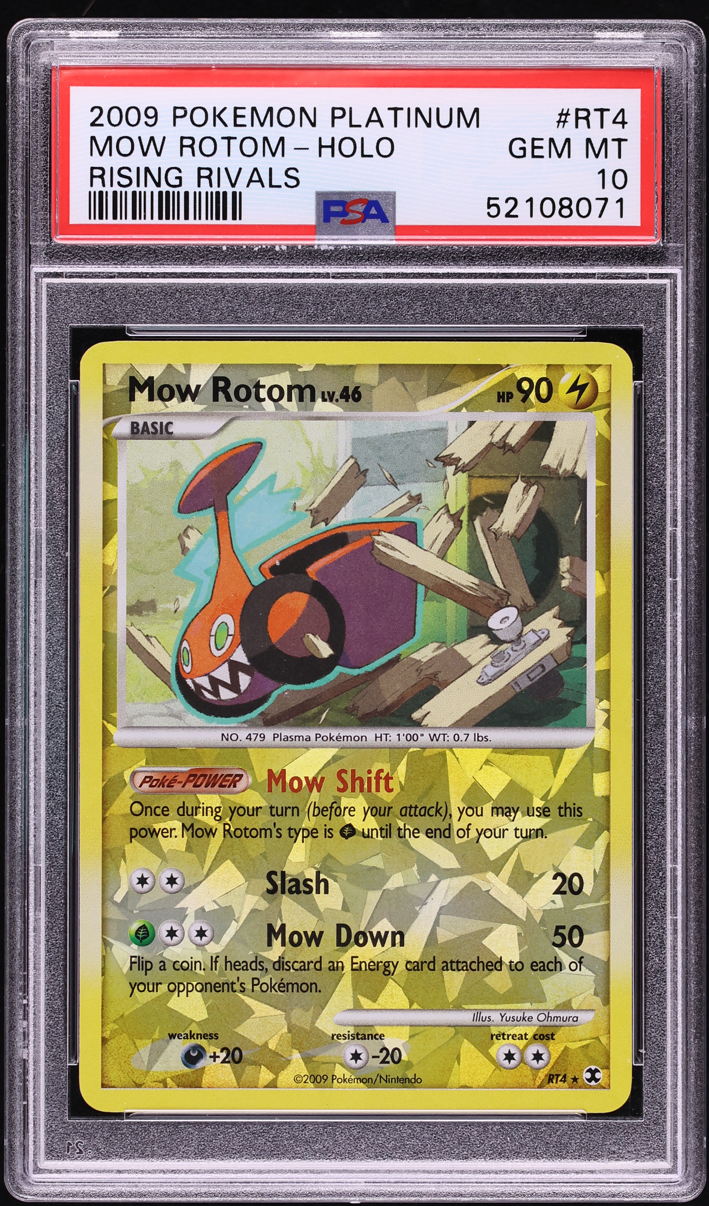 2009 Pokemon Platinum Rising Rivals Holo Mow Rotom #RT4 PSA 10 GEM MINT