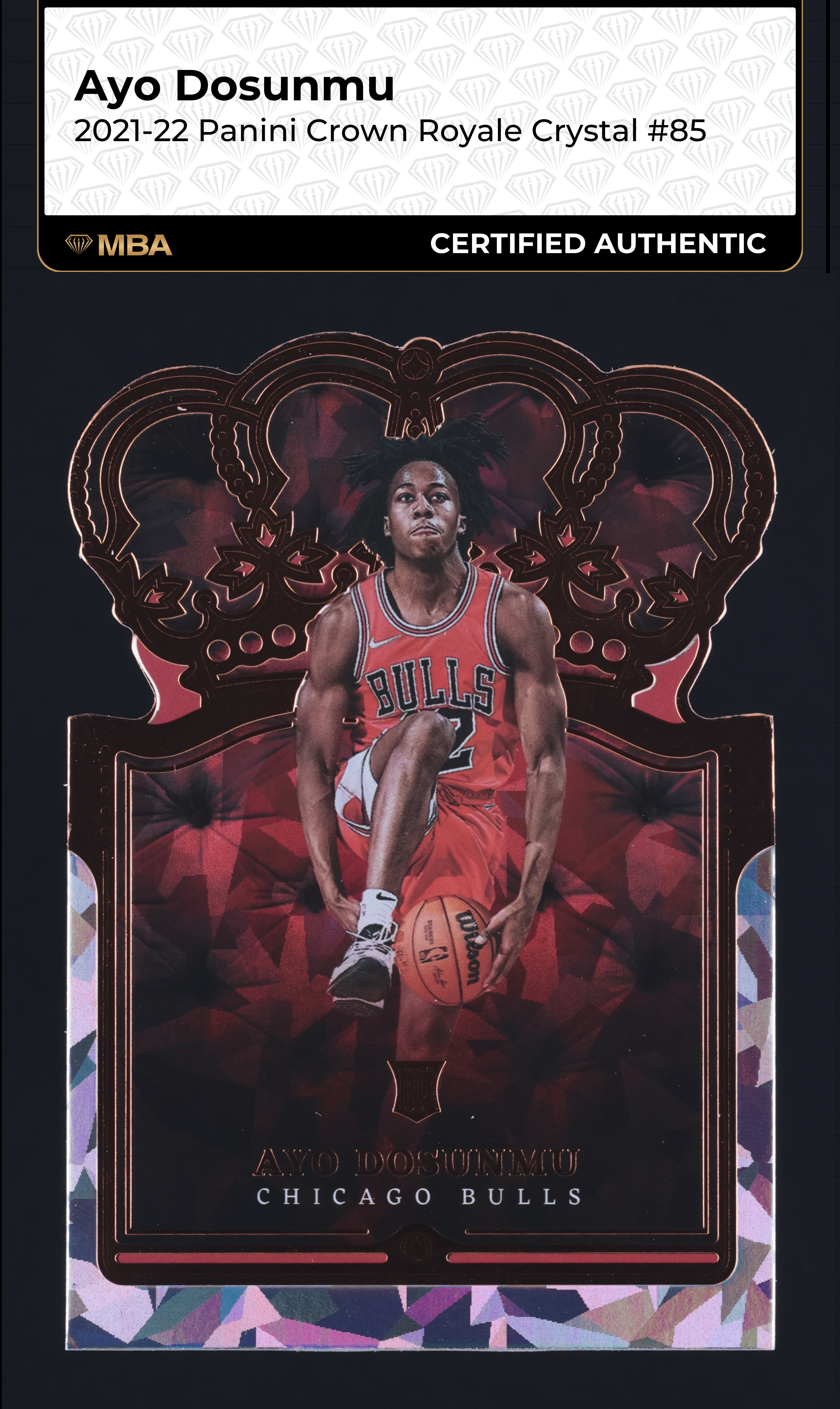 2021 Crown Royale Crystal Die-Cut Ayo Dosunmu ROOKIE #85 MBA AUTH