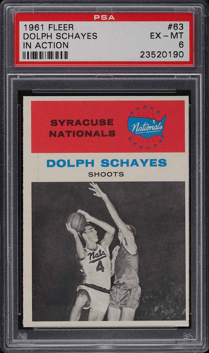 1961 Fleer Basketball Dolph Schayes IN ACTION #63 PSA 6 EXMT