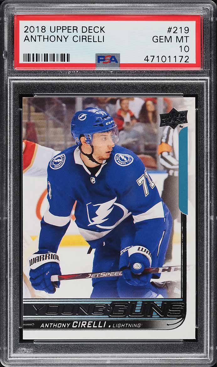 2018 Upper Deck Young Guns Anthony Cirelli ROOKIE #219 PSA 10 GEM MINT
