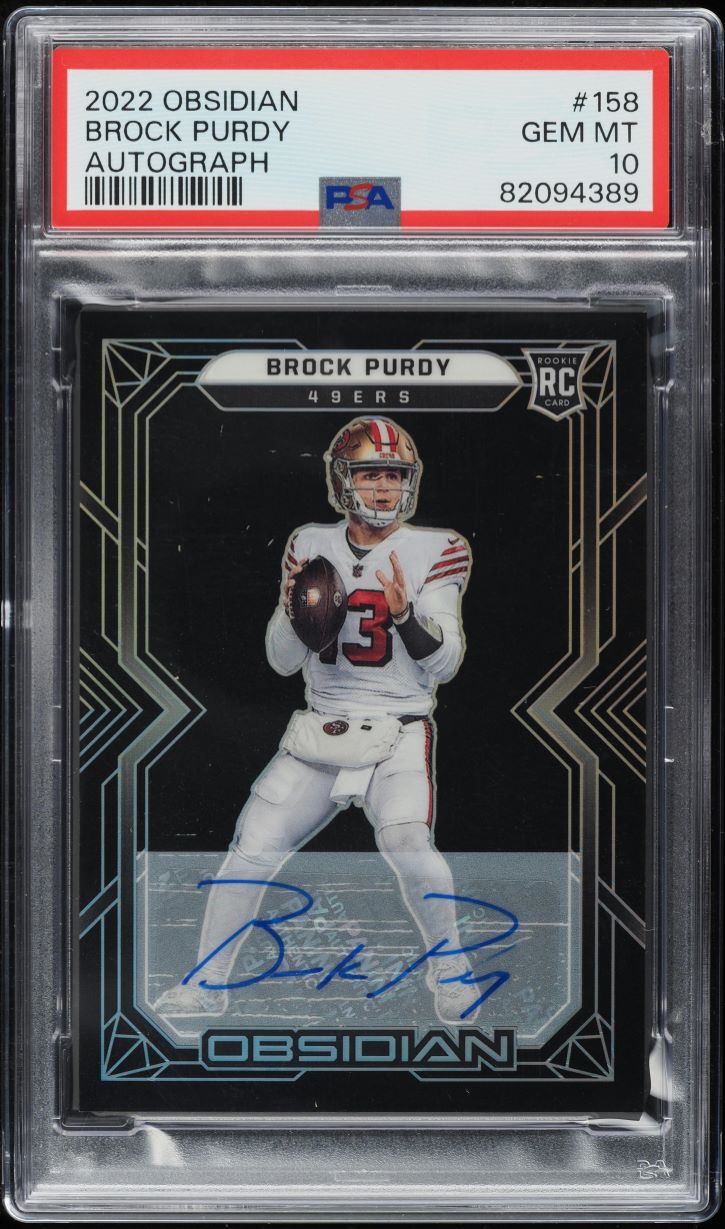 2022 Panini Obsidian Brock Purdy ROOKIE AUTO /199 #158 PSA 10 GEM MINT
