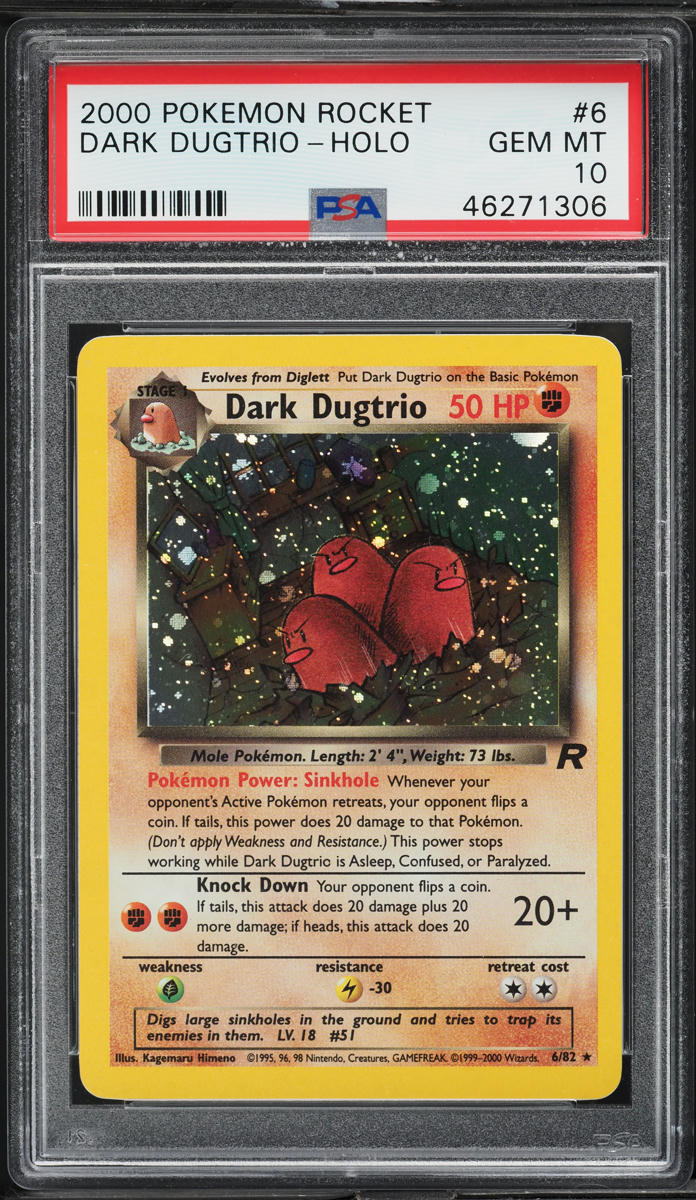 2000 Pokemon Team Rocket Holo Dark Dugtrio #6 PSA 10 GEM MINT