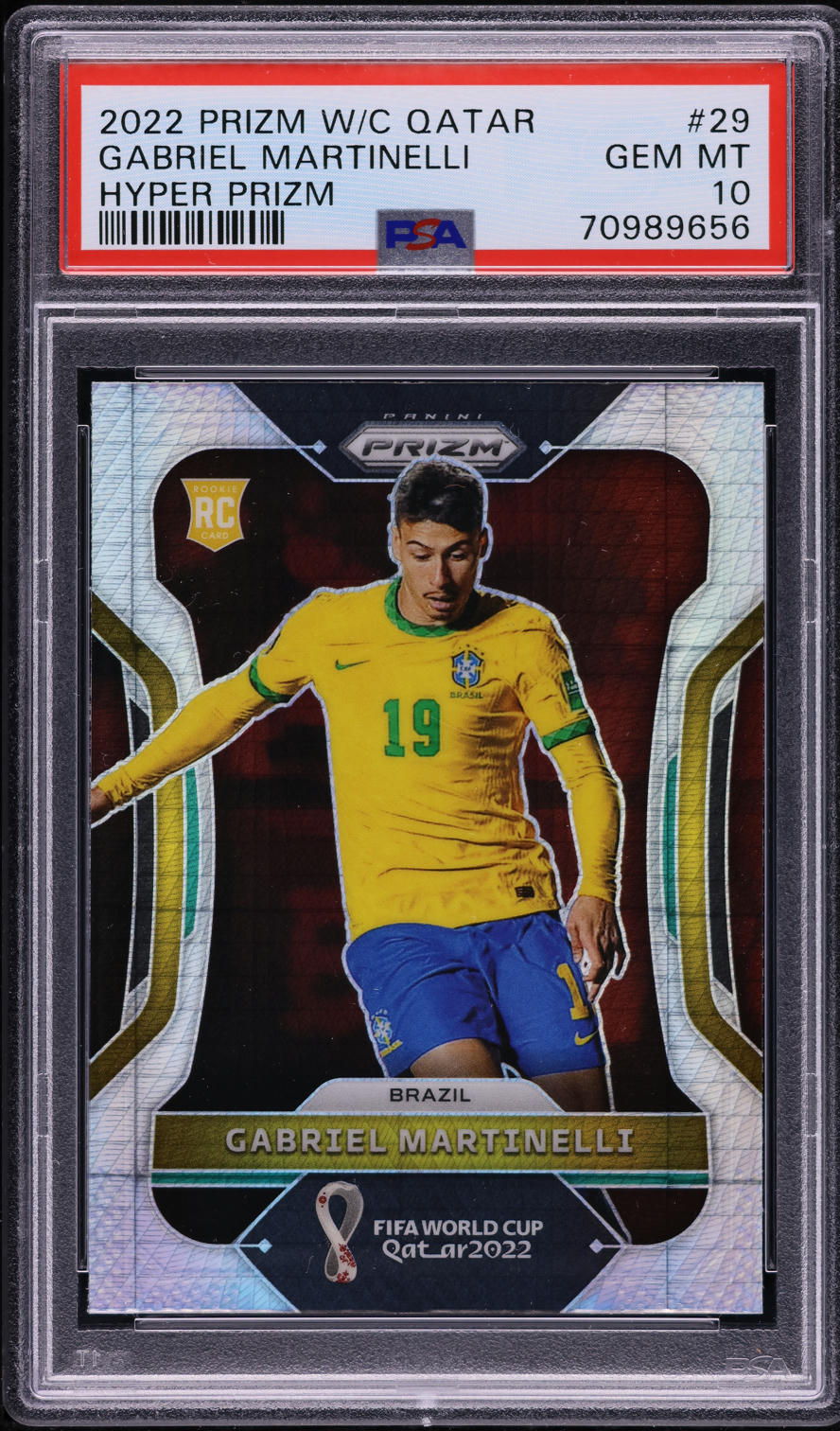 2022 Panini Prizm WC Qatar Hyper Prizm Gabriel Martinelli ROOKIE #29 PSA 10 GEM