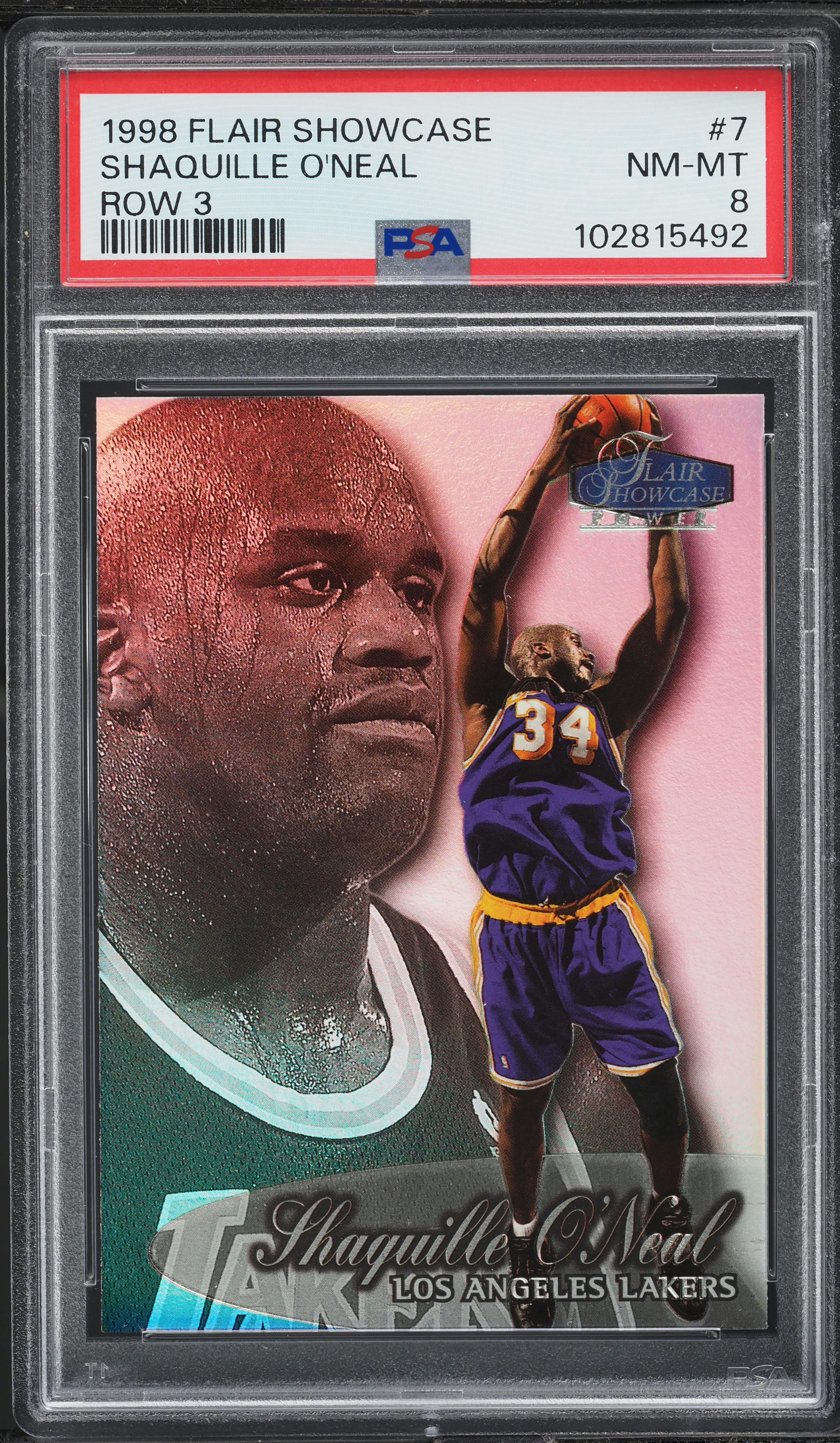 1998 Flair Showcase Row 3 Shaquille O'Neal #7 PSA 8 NM-MT