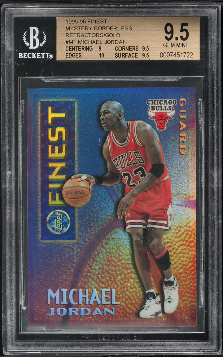 1995 Finest Mystery Borderless Gold Refractor Michael Jordan #M1 BGS 9.5