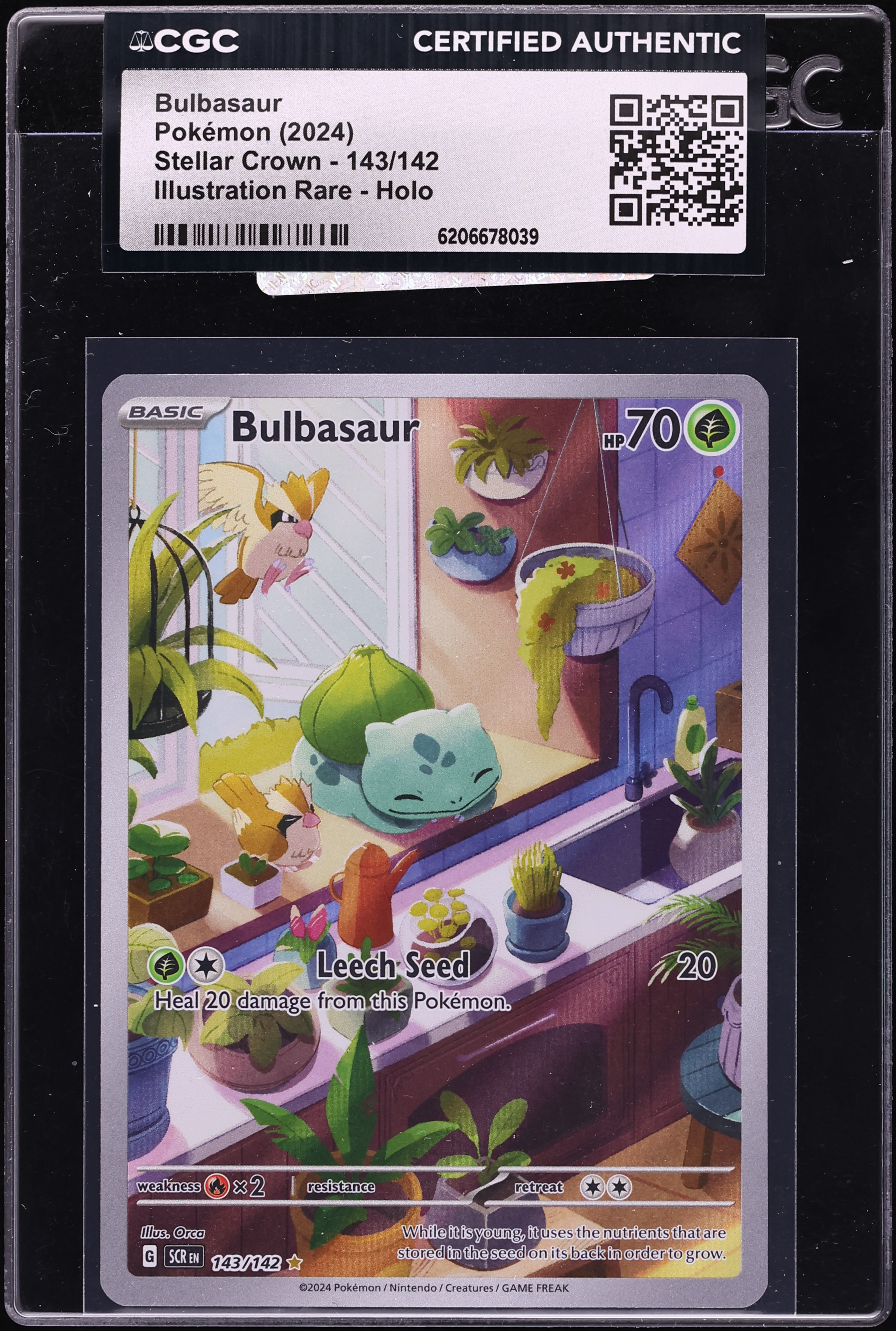2024 Pokemon Scarlet & Violet Stellar Crown IR Bulbasaur #143 CGC AUTH
