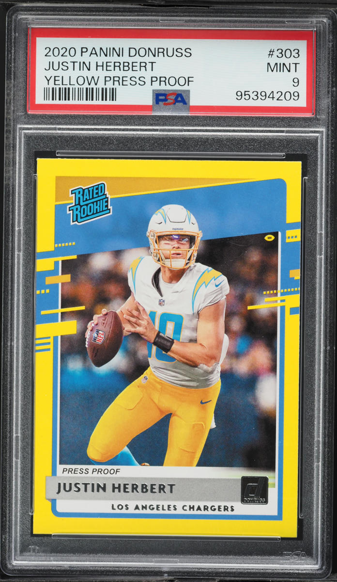 2020 Donruss Yellow Press Proof Justin Herbert ROOKIE #303 PSA 9 MINT