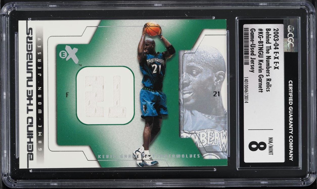 Kevin Garnett #KG-BTNGU 2003-04 E-X Basketball Behind the Numbers Game-Used