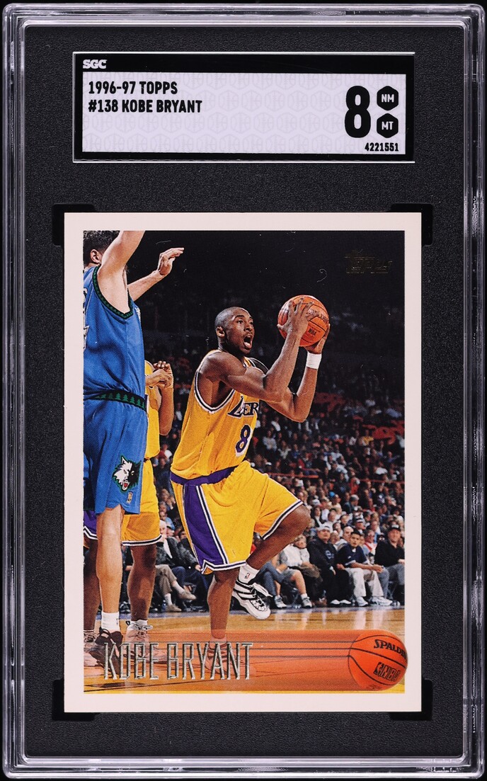 1996 Topps Basketball Kobe Bryant ROOKIE #138 SGC 8 NM-MT