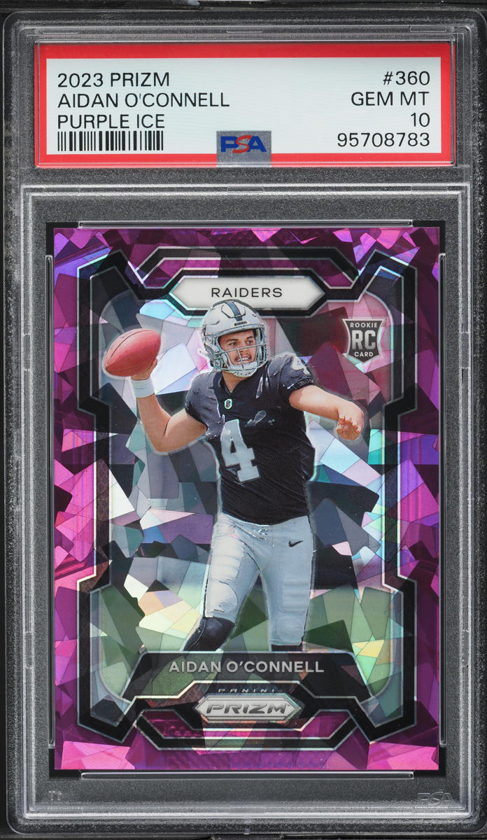 2023 Panini Prizm Purple Ice Aidan O'Connell ROOKIE /225 #360 PSA 10 GEM MINT