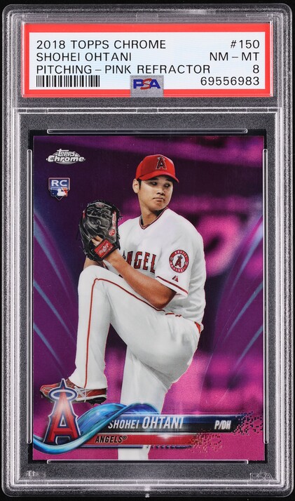 2018 Topps Chrome Pitching Pink Refractor Shohei Ohtani ROOKIE #150 PSA 8 NM-MT