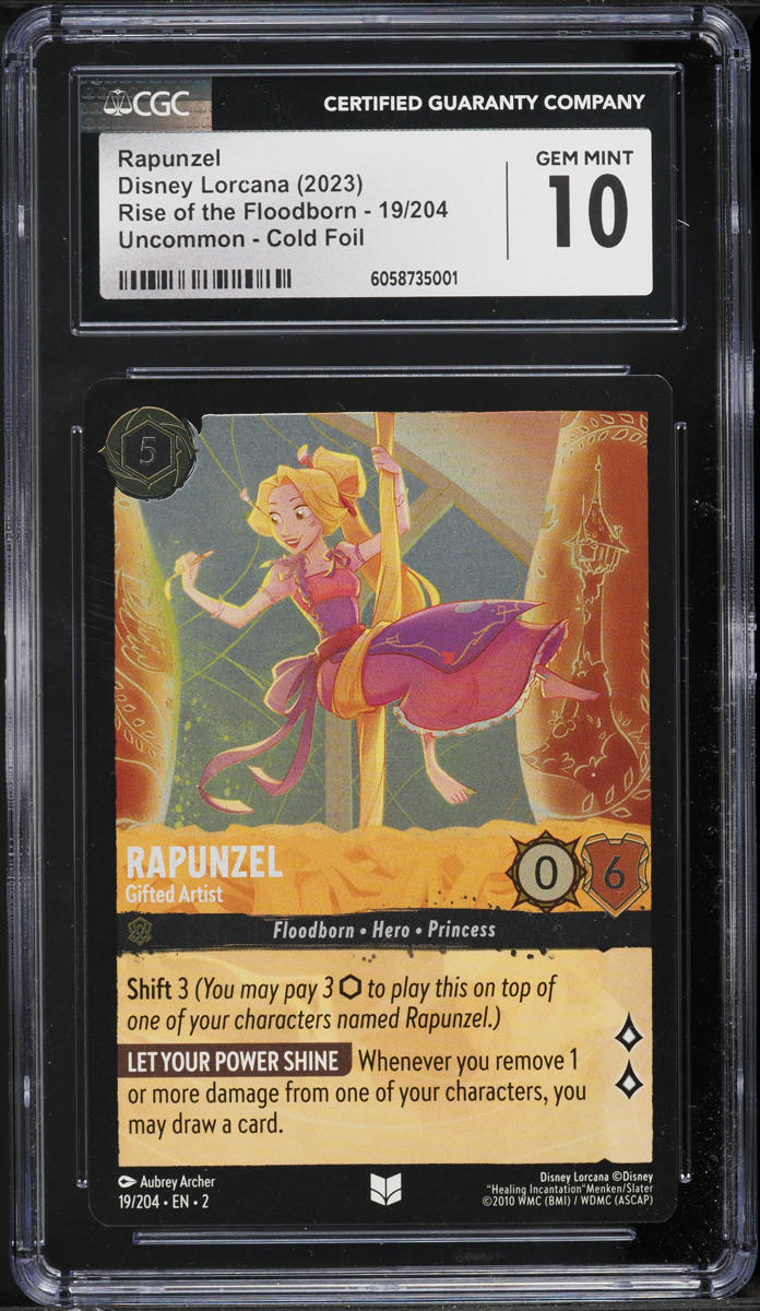 2023 Disney Lorcana Rise Of The Floodborn Cold Foil Rapunzel #19 CGC 10 GEM MINT
