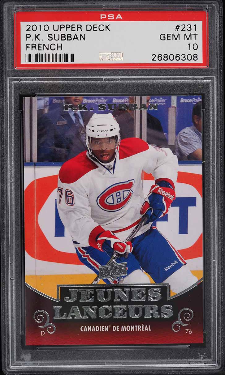 2010 Upper Deck French Young Guns P.K. Subban ROOKIE #231 PSA 10 GEM MINT