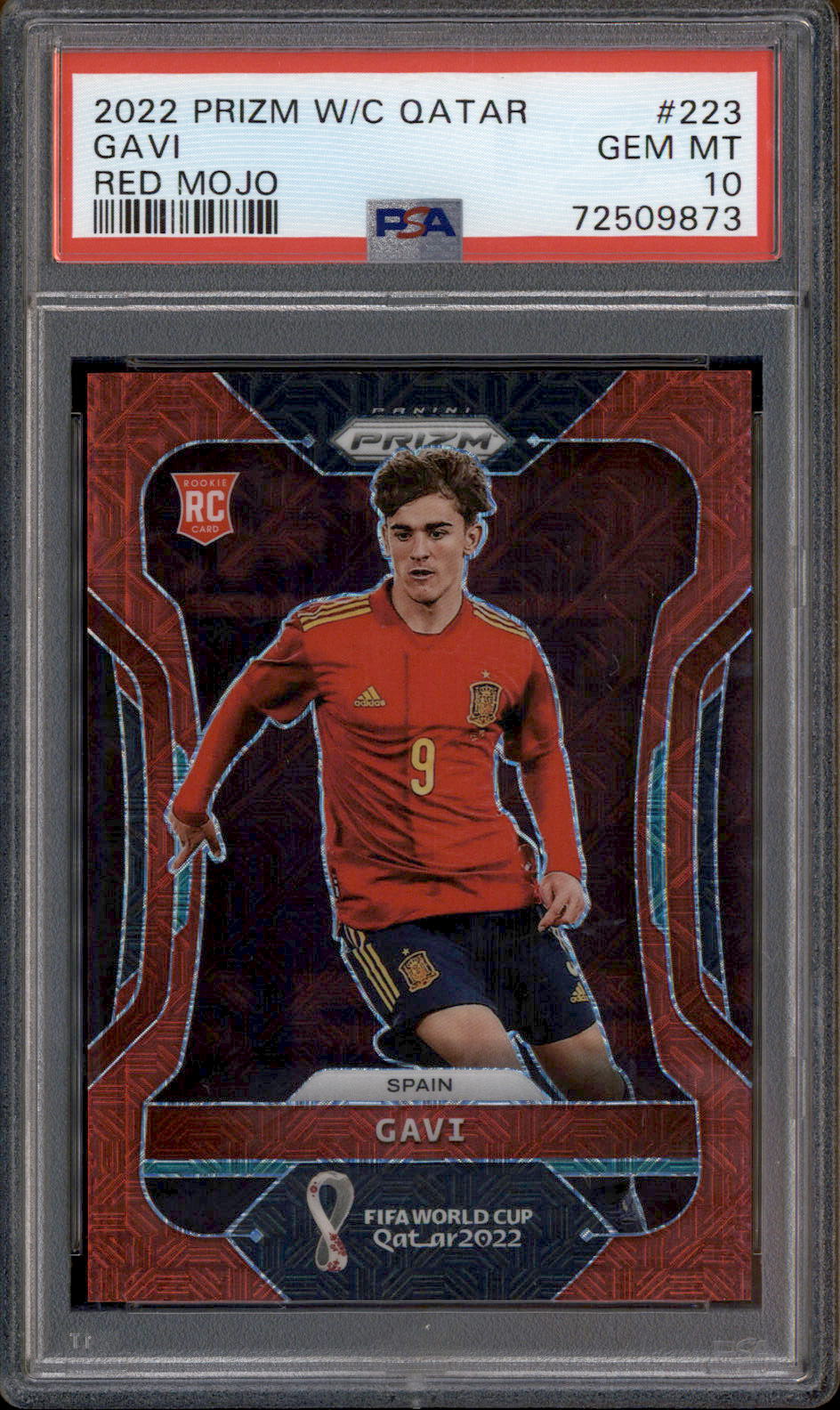 2022 Panini Prizm World Cup Qatar Red Mojo #223 Gavi RC /99 PSA 10