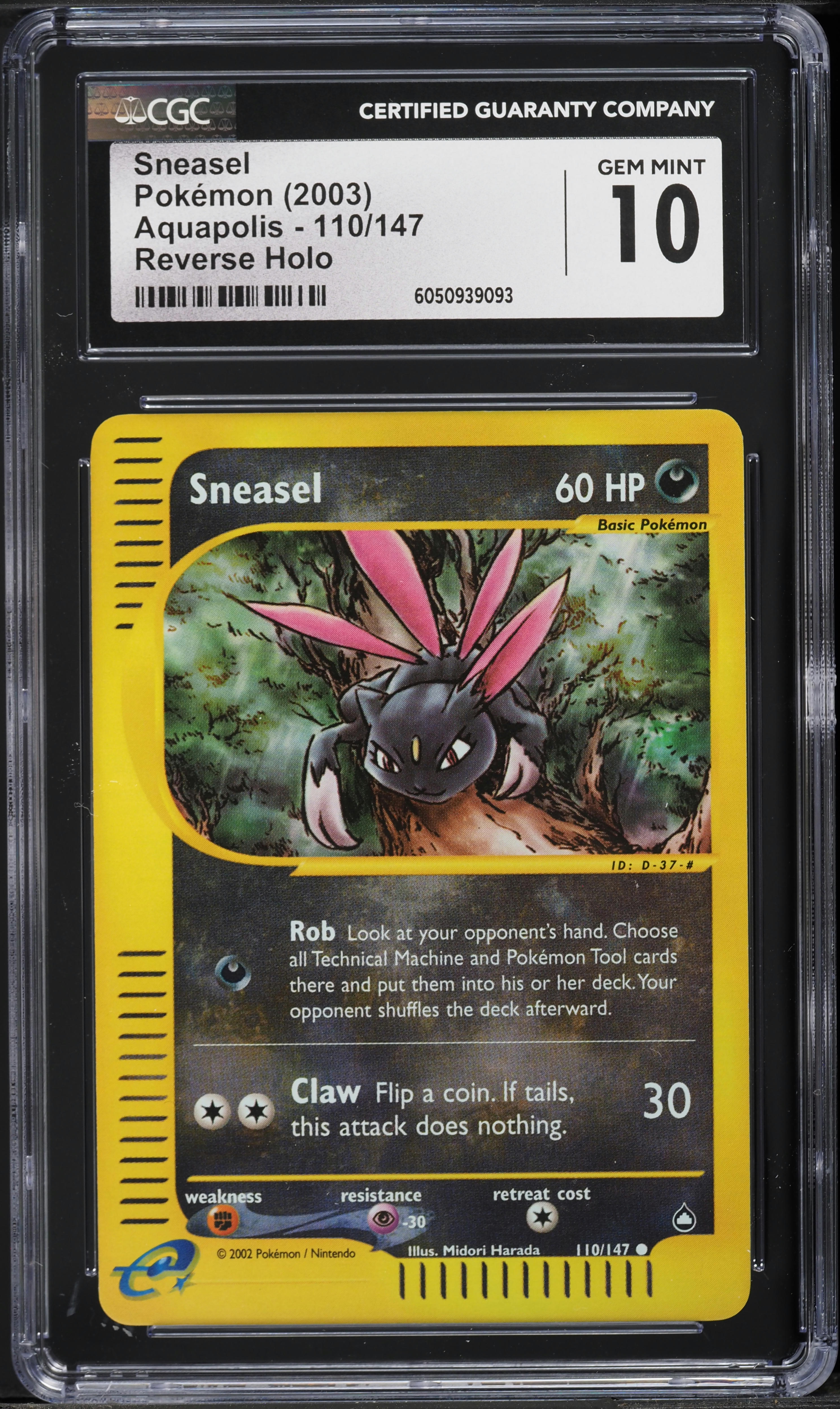 2003 Pokemon Aquapolis Reverse Holo Sneasel #110 CGC 10 GEM MINT