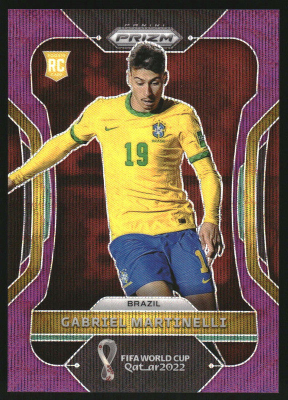 2022 Panini Prizm World Cup Prizms Purple Wave #29 Gabriel Martinelli RC /99