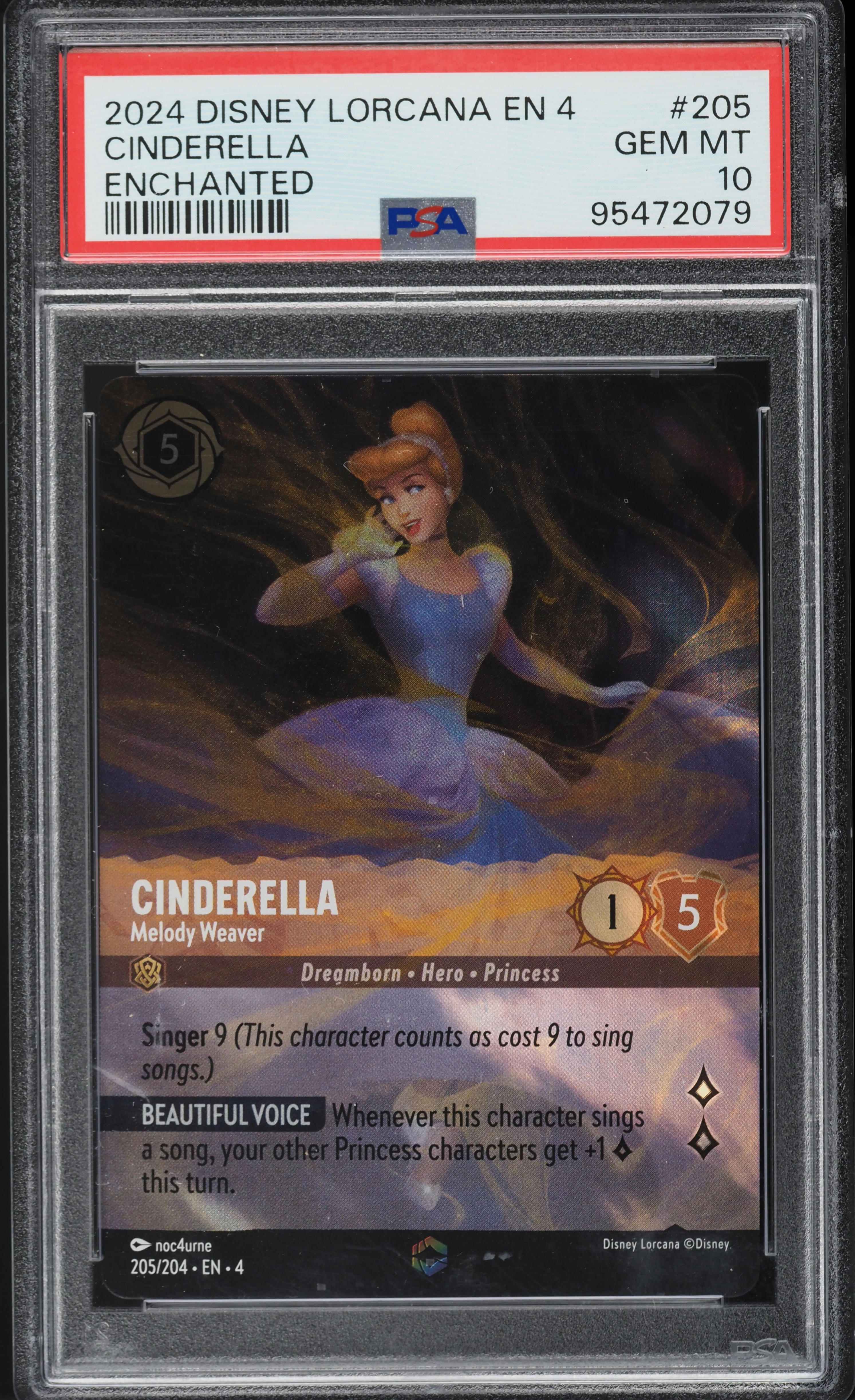 2024 Disney Lorcana Ursula's Return Enchanted Cinderella #205 PSA 10 GEM MINT