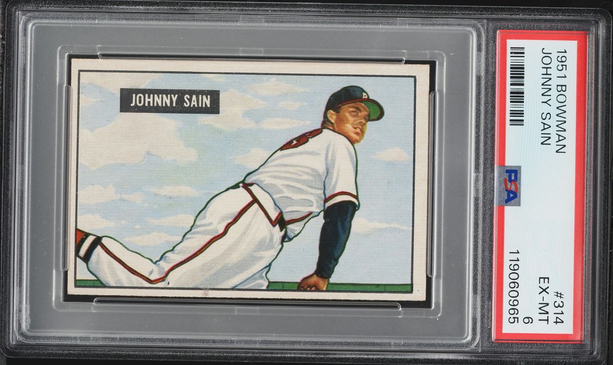 1951 Bowman Johnny Sain #314 PSA 6 EXMT